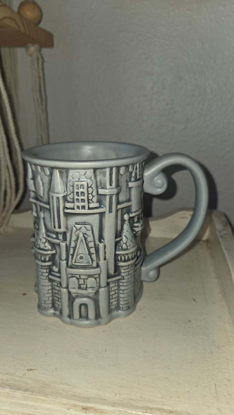 Disney Parks Cinderella Castle Sculpted 3D Gray Coffee Mug Cup